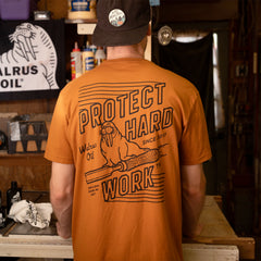 Protect Hard Work Lightweight Tee, Rust