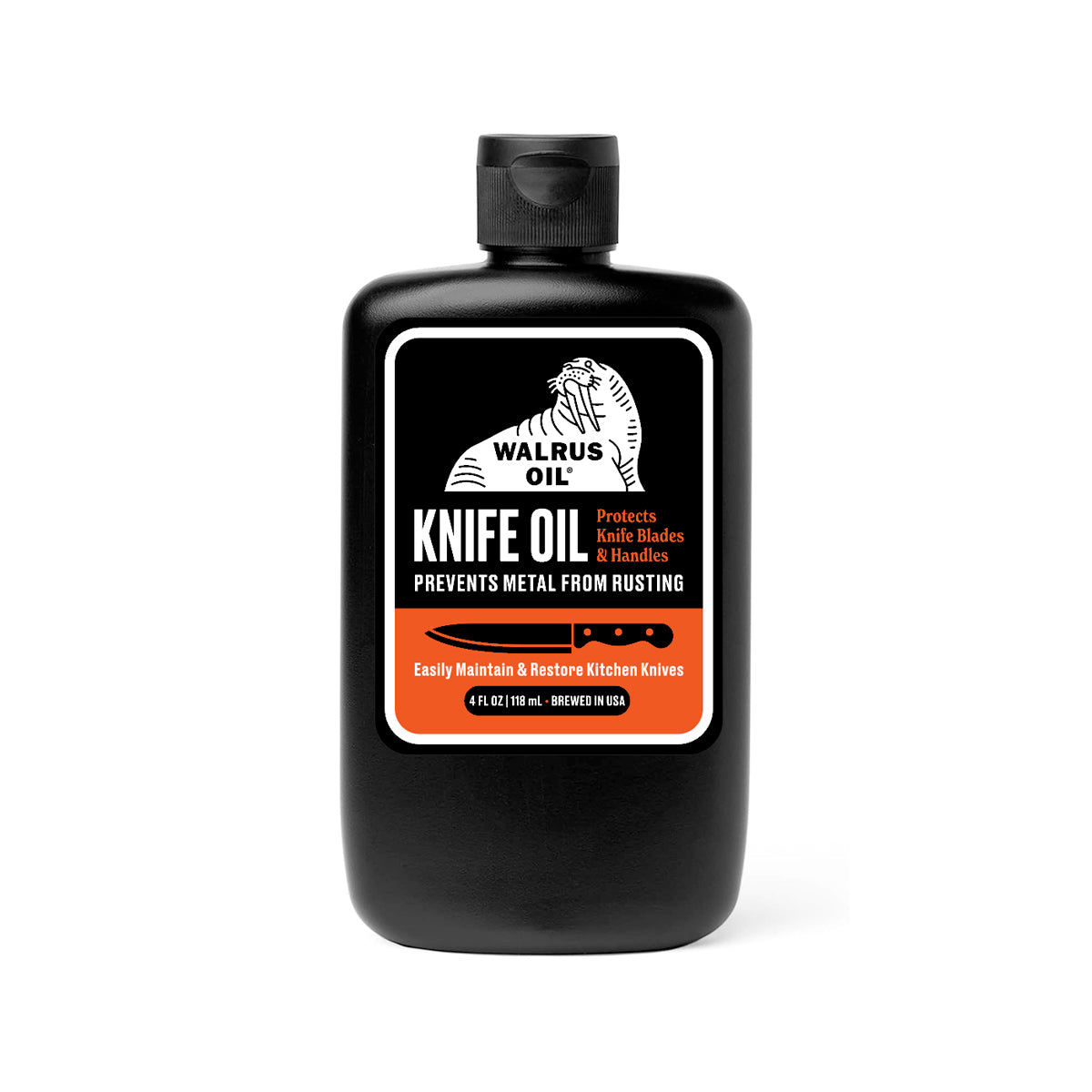 WALRUS OIL - Knife Blade & Wooden Handle Oil, 4 oz Bottle, 100% Natural Ingredients, Food-Contact Safe